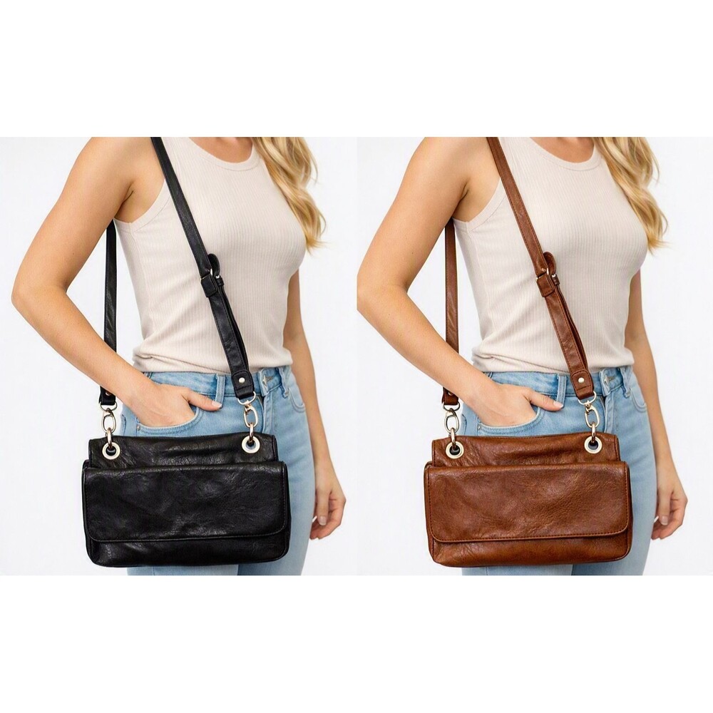 Mark's Convertible Shoulder Bag Flips Over to Brown or Black Adjustable Strap